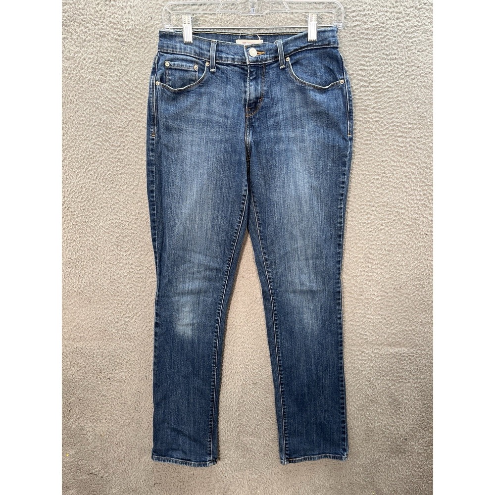 Levis 505 Jeans Womens 4 Medium Blue Straight Distressed Denim Workwear‎ Casual